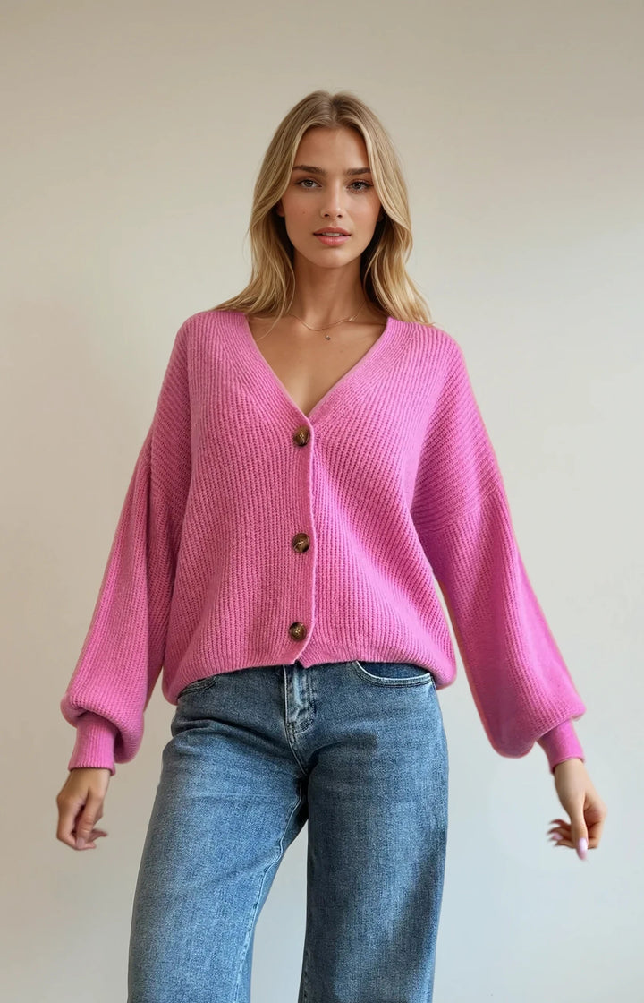 Cardigan mit Knopfleiste (Rosa)
