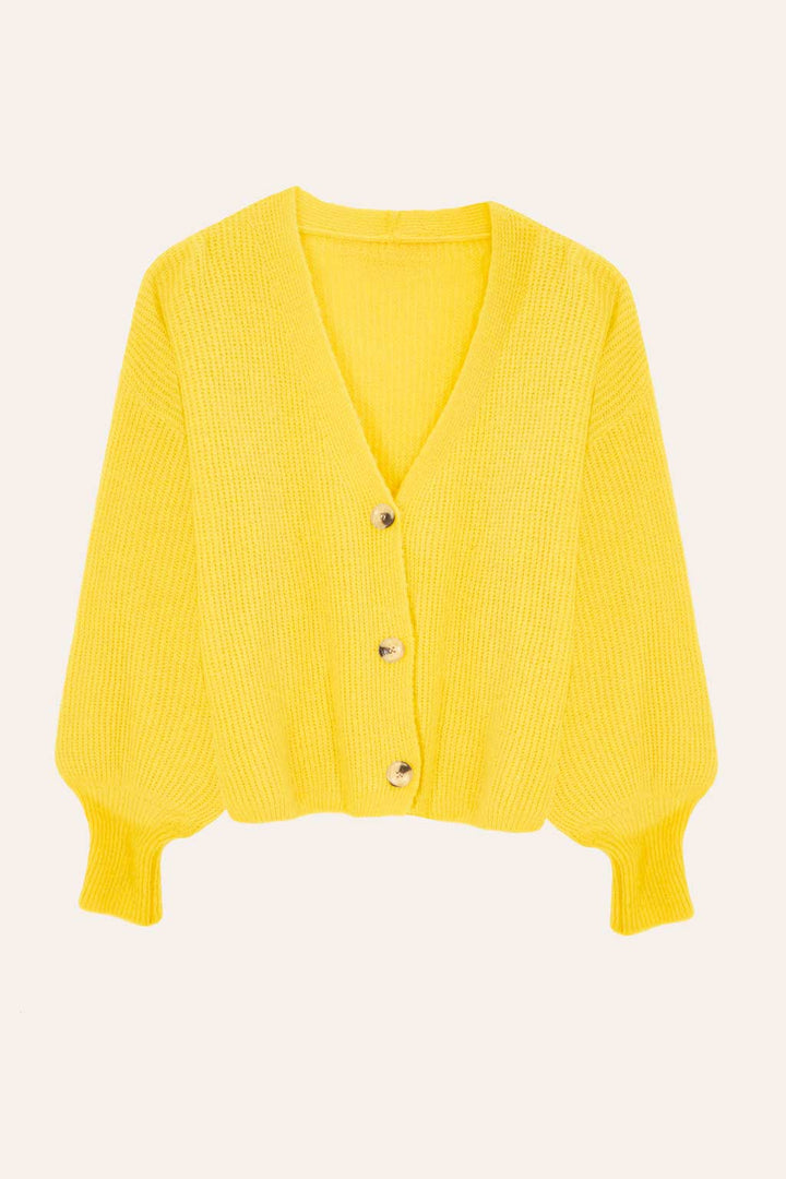 Cardigan mit Knopfleiste (Gelb)