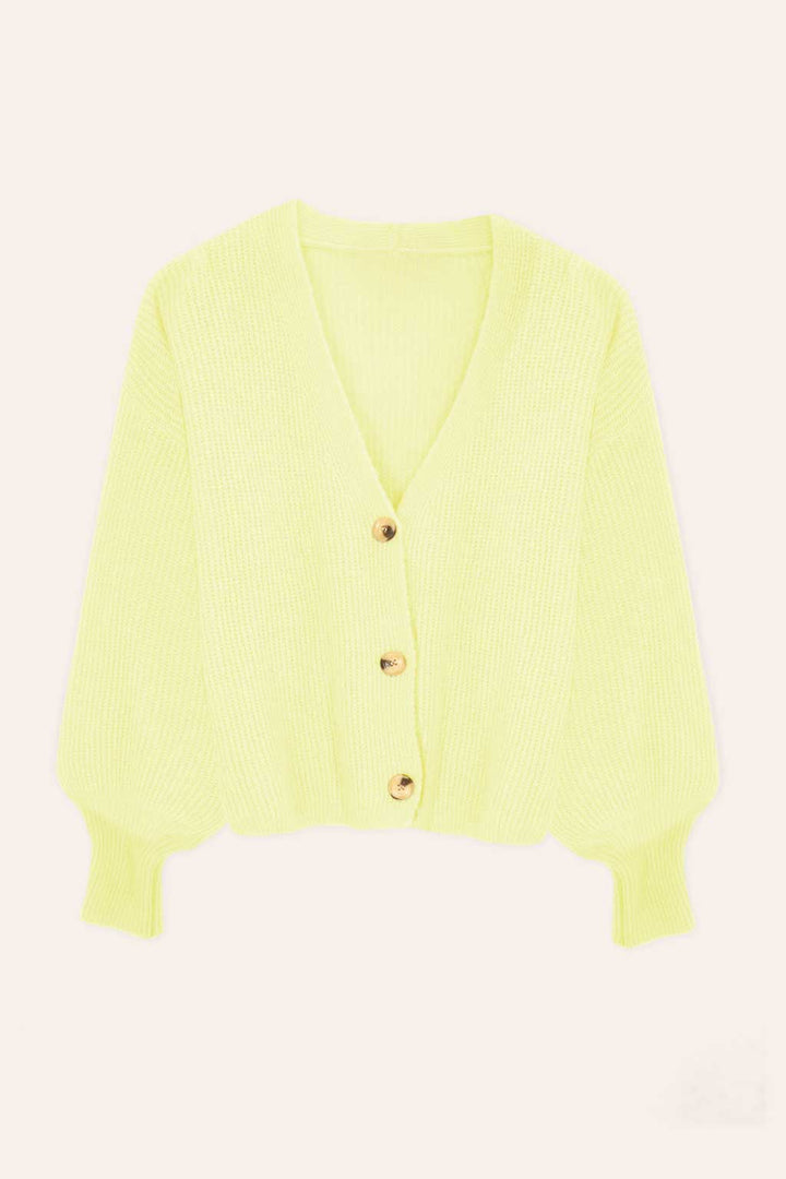 Cardigan mit Knopfleiste (Hellgelb)