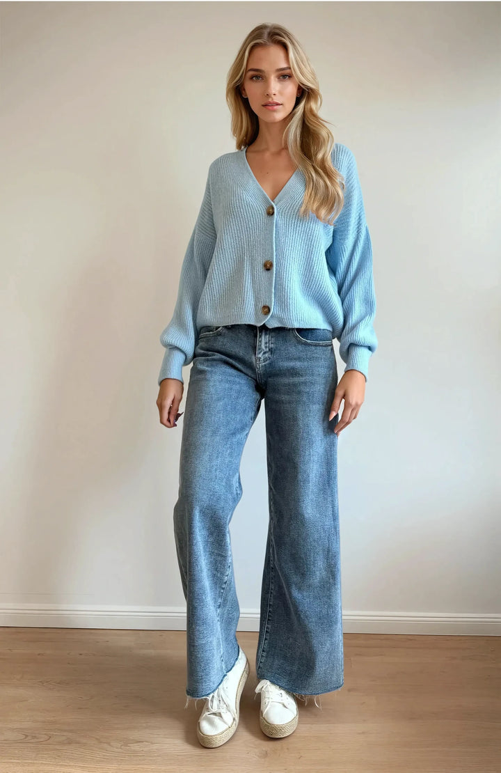 Cardigan mit Knopfleiste (Hellblau)