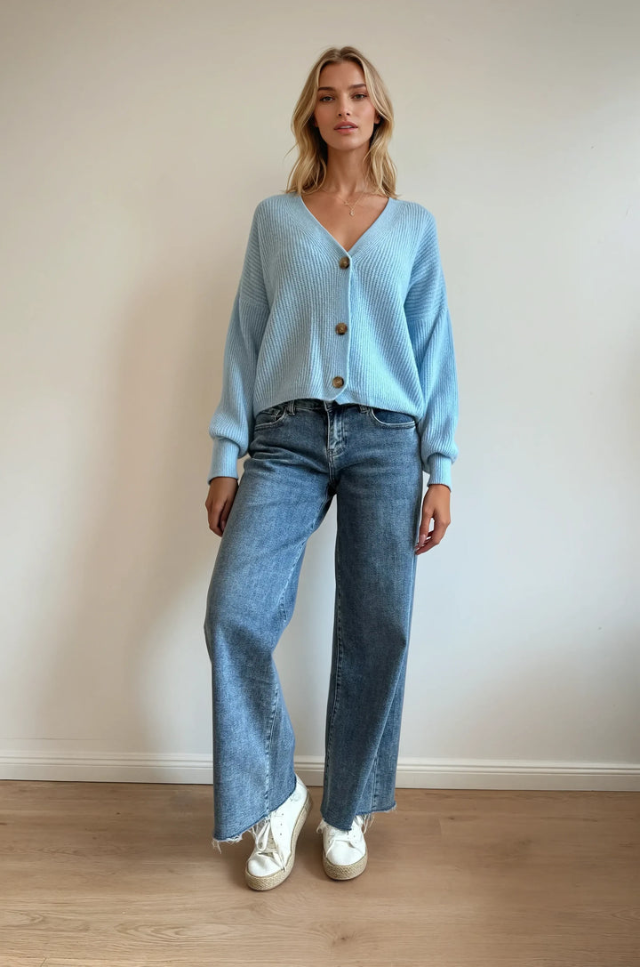 Cardigan mit Knopfleiste (Hellblau)