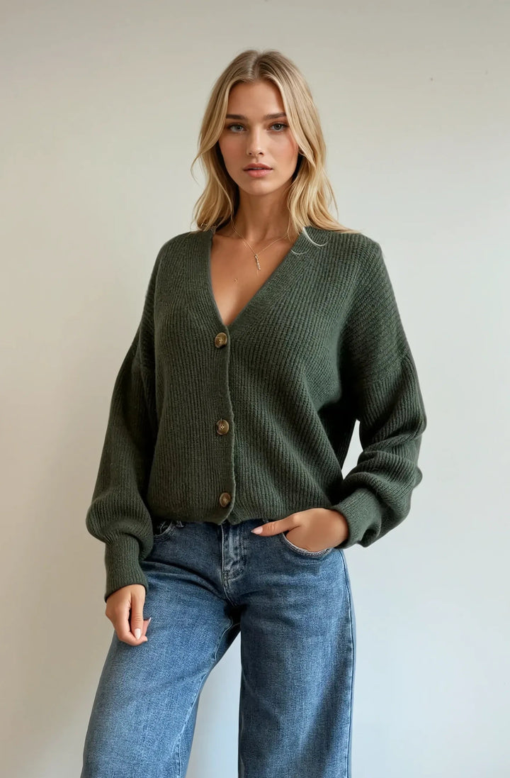 Cardigan mit Knopfleiste (Khaki)