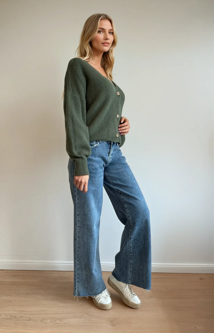 Cardigan mit Knopfleiste (Khaki)