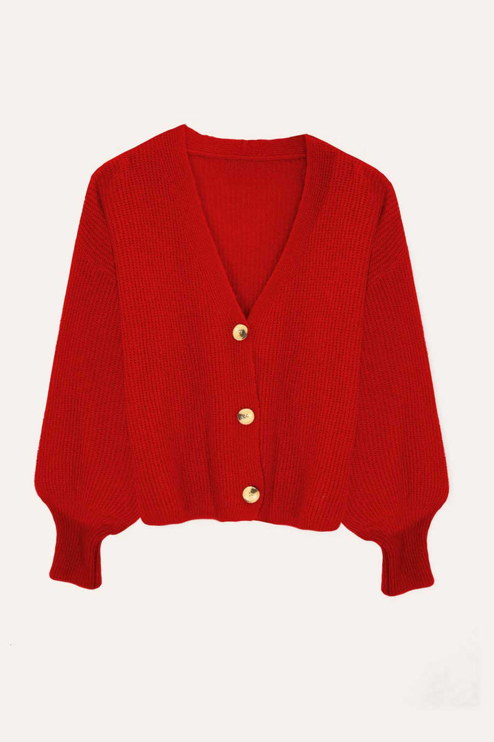 Cardigan mit Knopfleiste (Cherry Red)