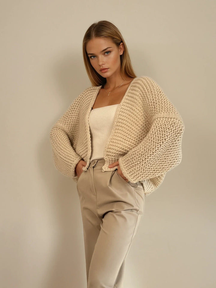 Cardigan aus Grobstrick (Beige)