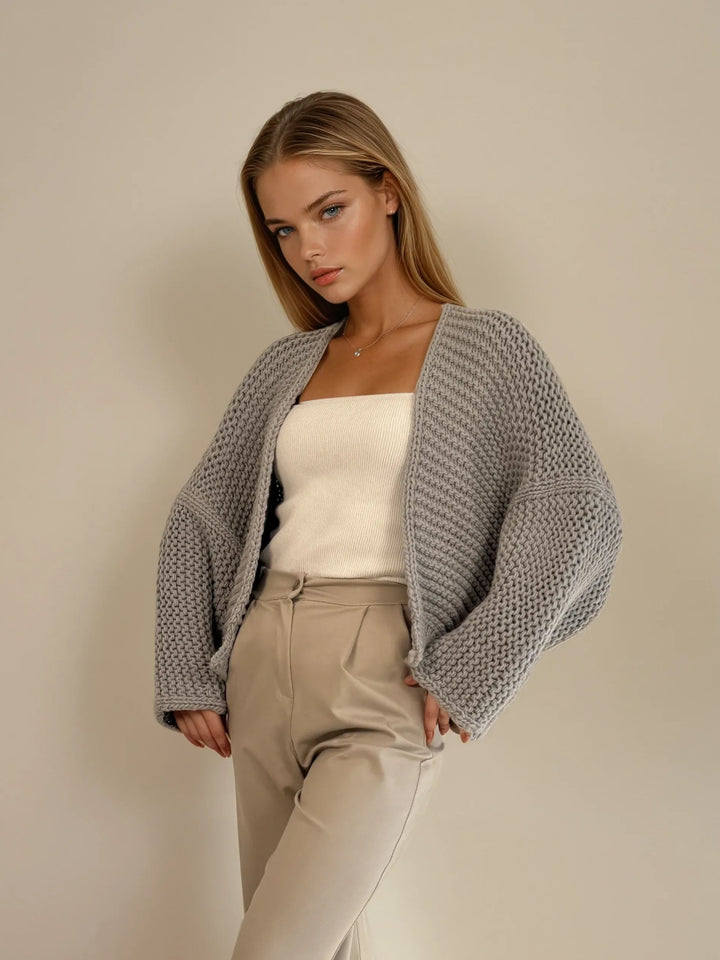 Cardigan aus Grobstrick (Hellgrau)