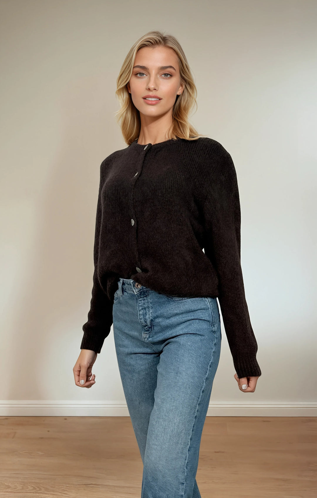 Cardigan mit Knopfleiste (Dunkelbraun)