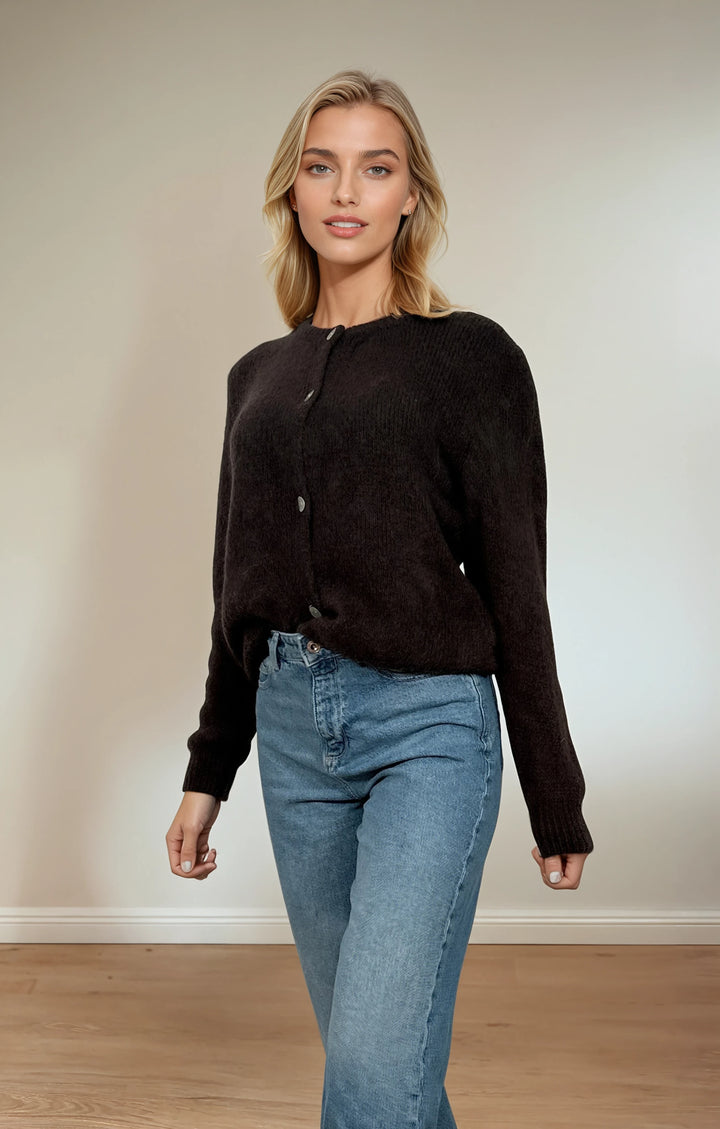 Cardigan mit Knopfleiste (Dunkelbraun)