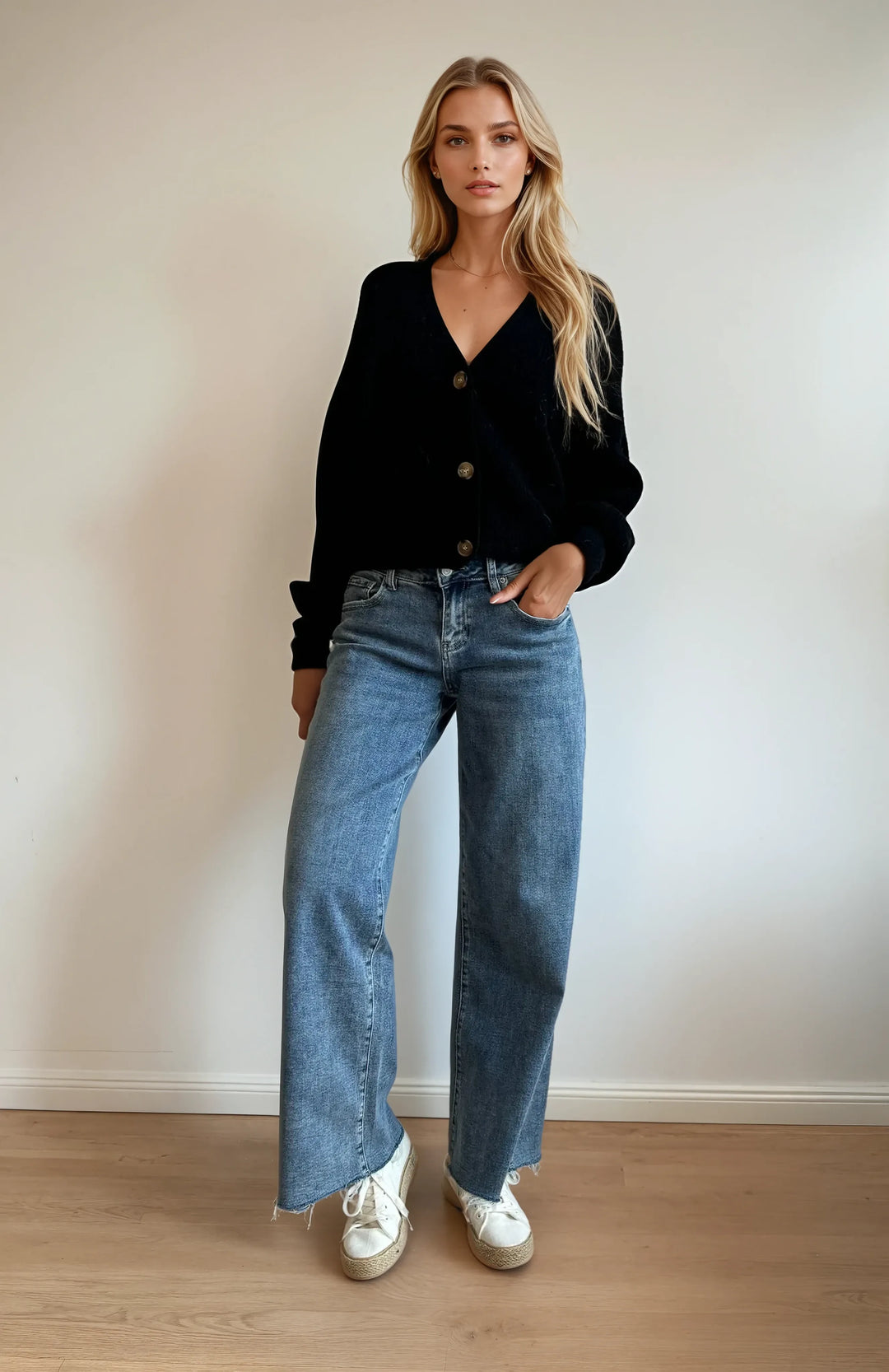 Cardigan mit Knopfleiste (Schwarz)