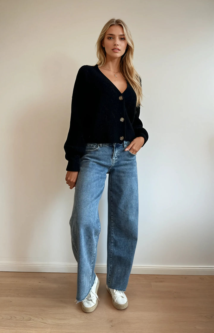 Cardigan mit Knopfleiste (Schwarz)