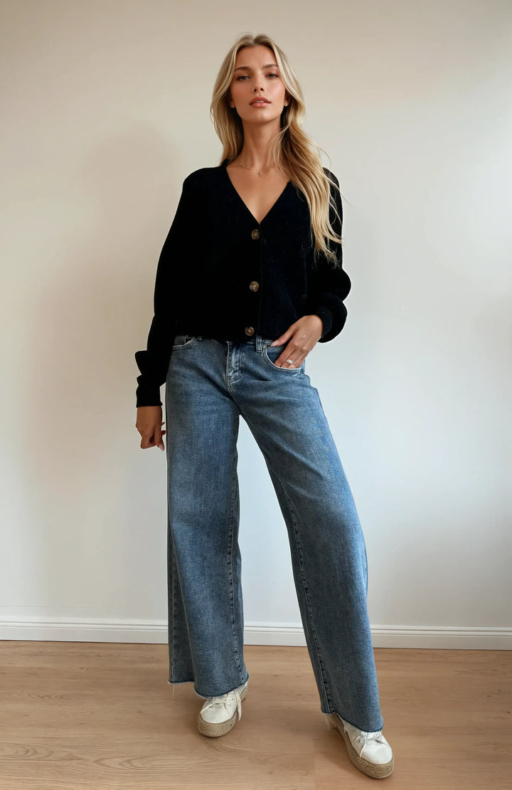 Cardigan mit Knopfleiste (Schwarz)