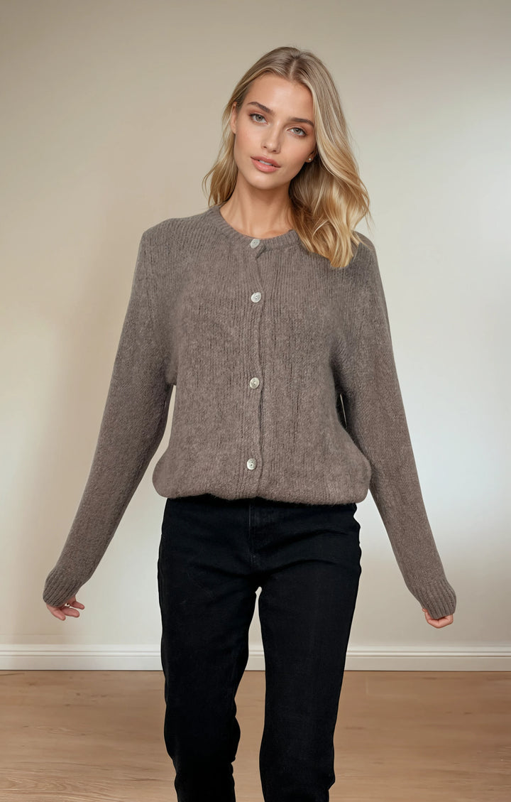 Cardigan mit Knopfleiste (Taupe)