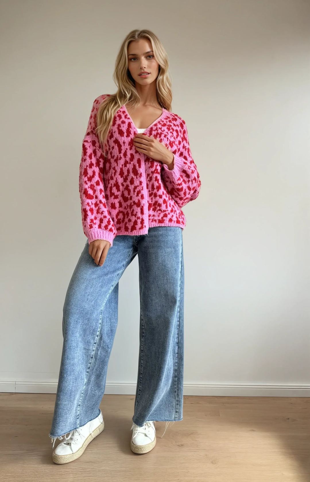 Cardigan mit Leo-Muster (Pink Rot)