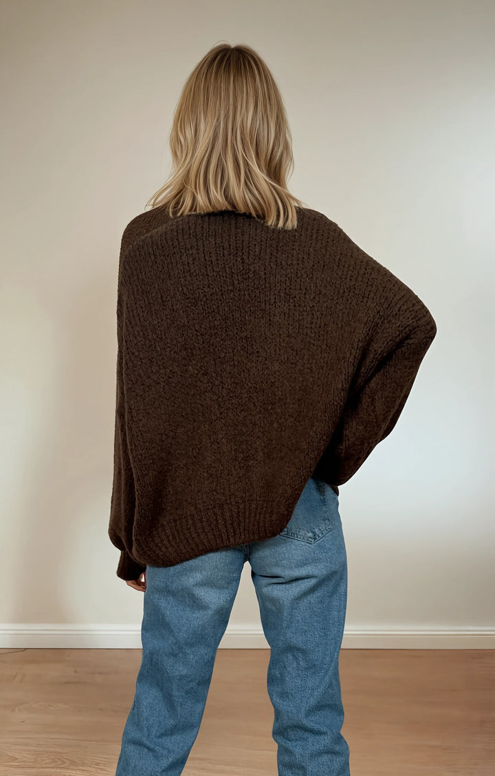 Cardigan mit Schleifen zum Binden (Dunkelbraun)