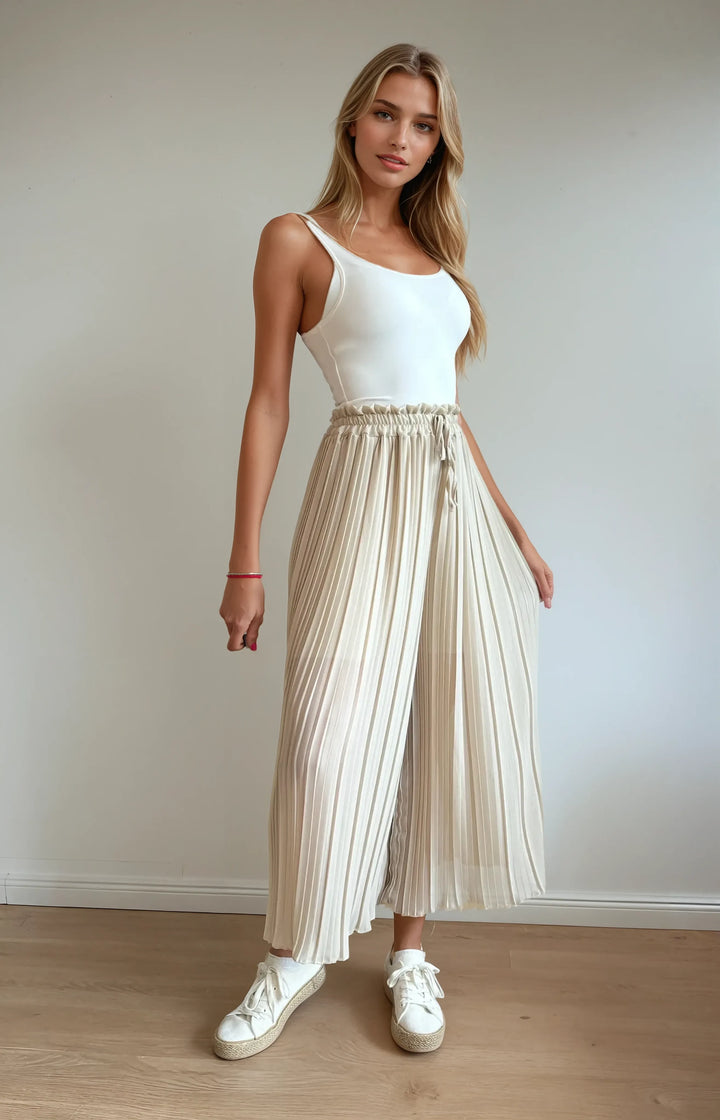 Hose in Faltenoptik (Beige)