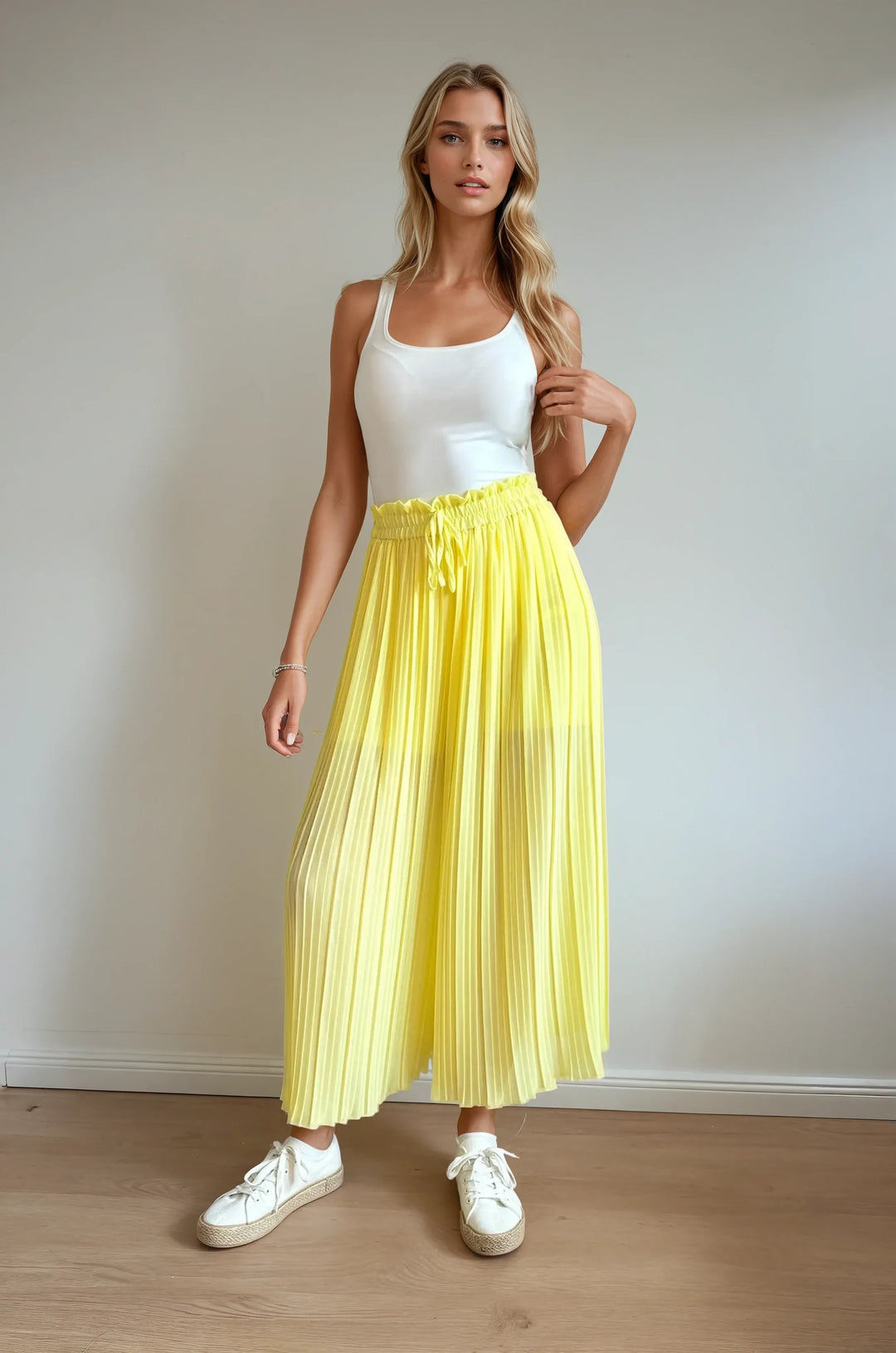 Hose in Faltenoptik (Gelb)