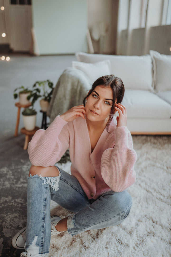 Cardigan mit Knopfleiste (Altrosa)